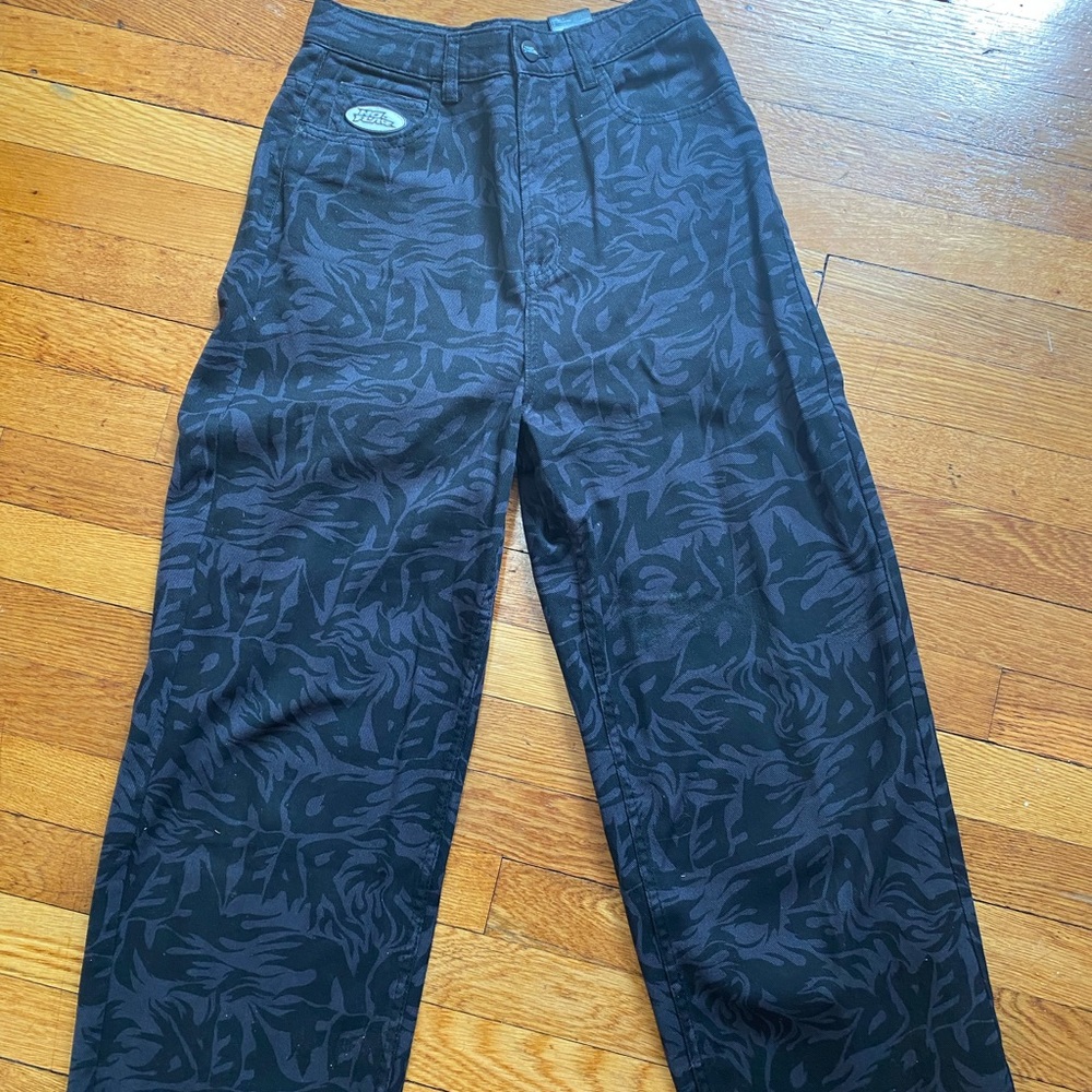 h&m no fear collab printed jeans